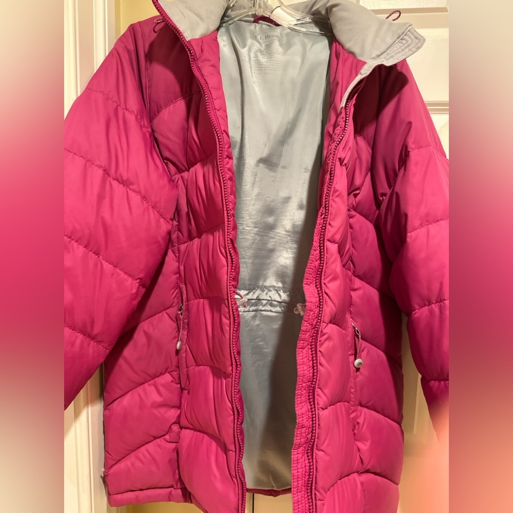 L.L.Bean Women’s Goose Down Long Puffer Coat Size M Pink Hooded Winter Jacket - Picture 7 of 7